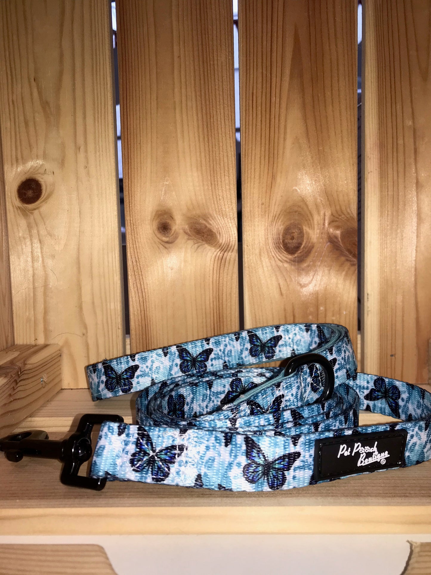 Pet Pooch Boutique Blue Butterfly Lead