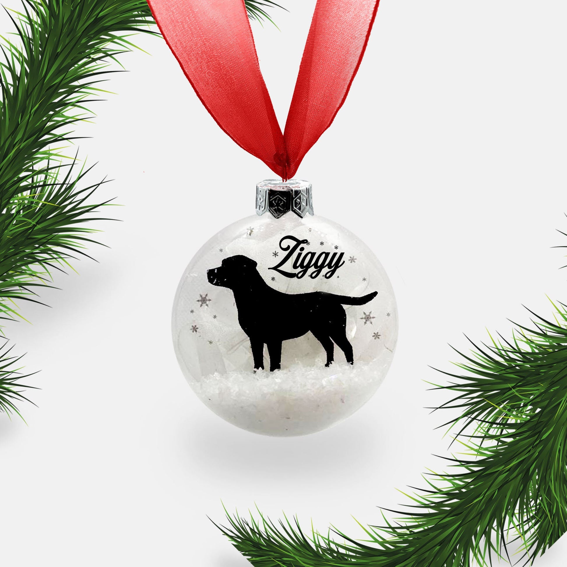 Personalised Labrador Christmas Glass Dog Ornament | Custom Bauble