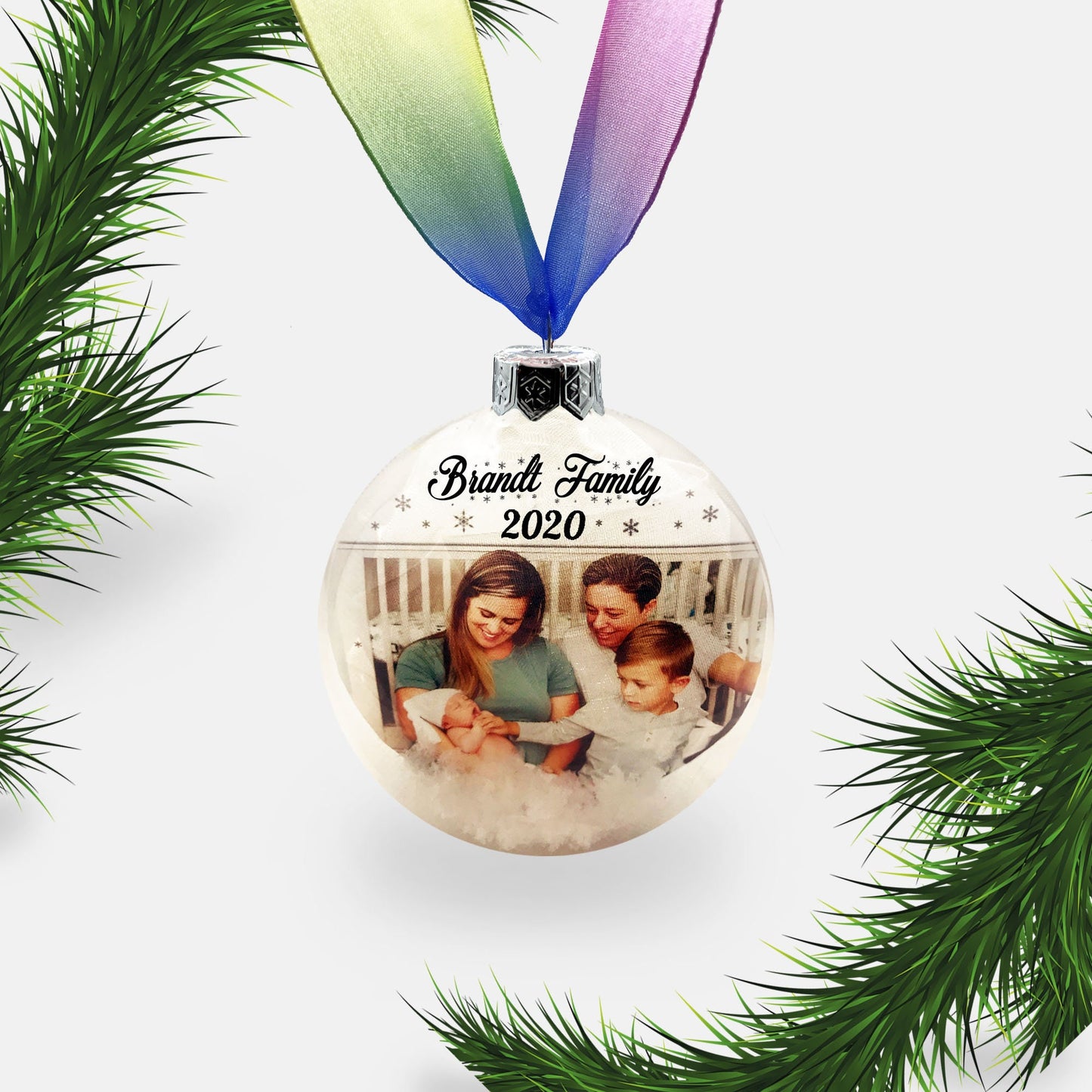 Personalised Ornament | Custom Bauble Photo Family Children Glass Christmas