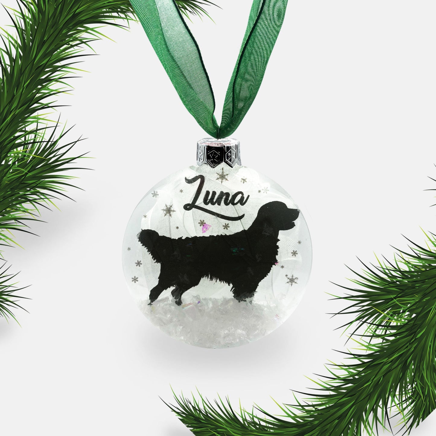 Golden Retriever Dog Personalised Ornament | Custom Glass Christmas Bauble