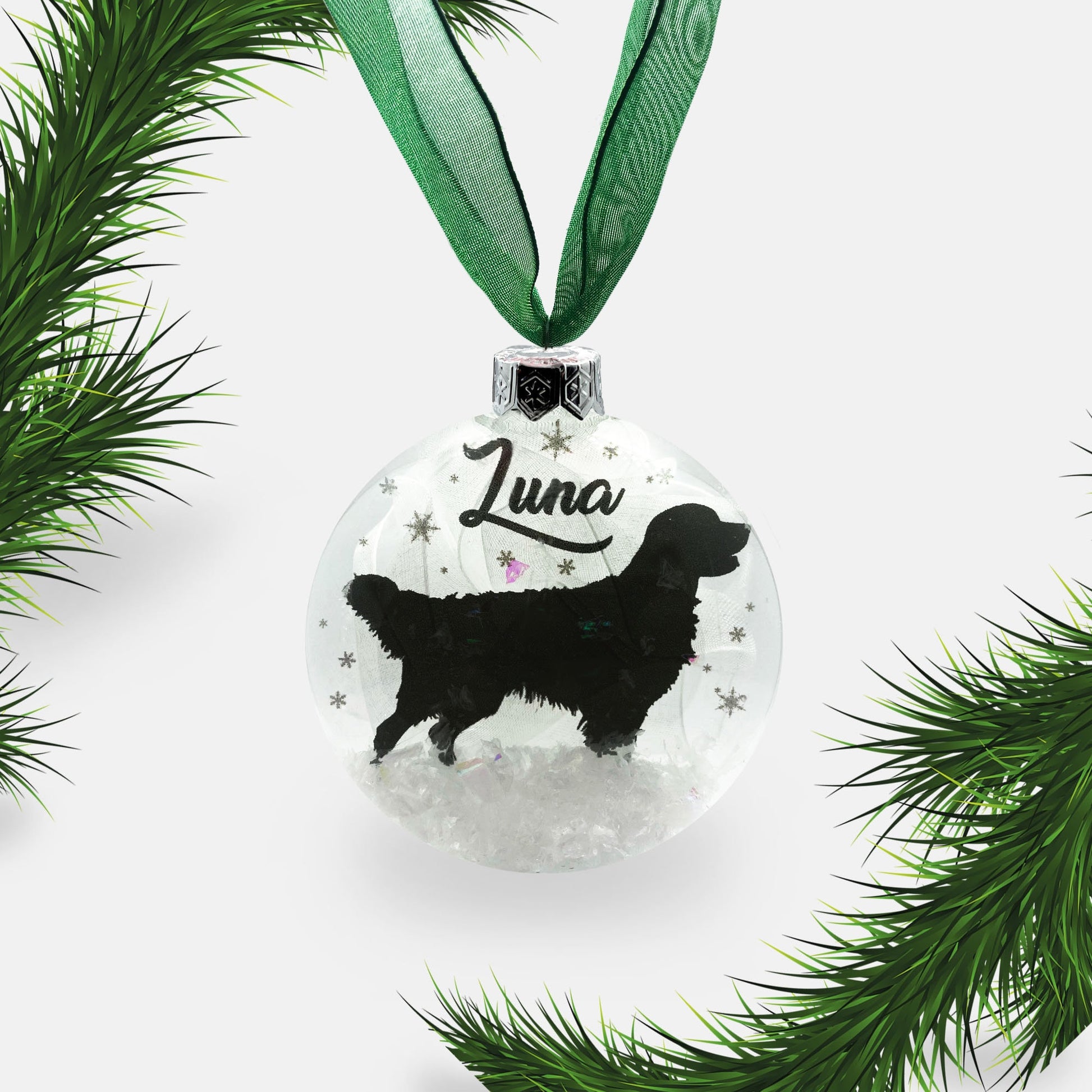 Golden Retriever Dog Personalised Ornament | Custom Glass Christmas Bauble