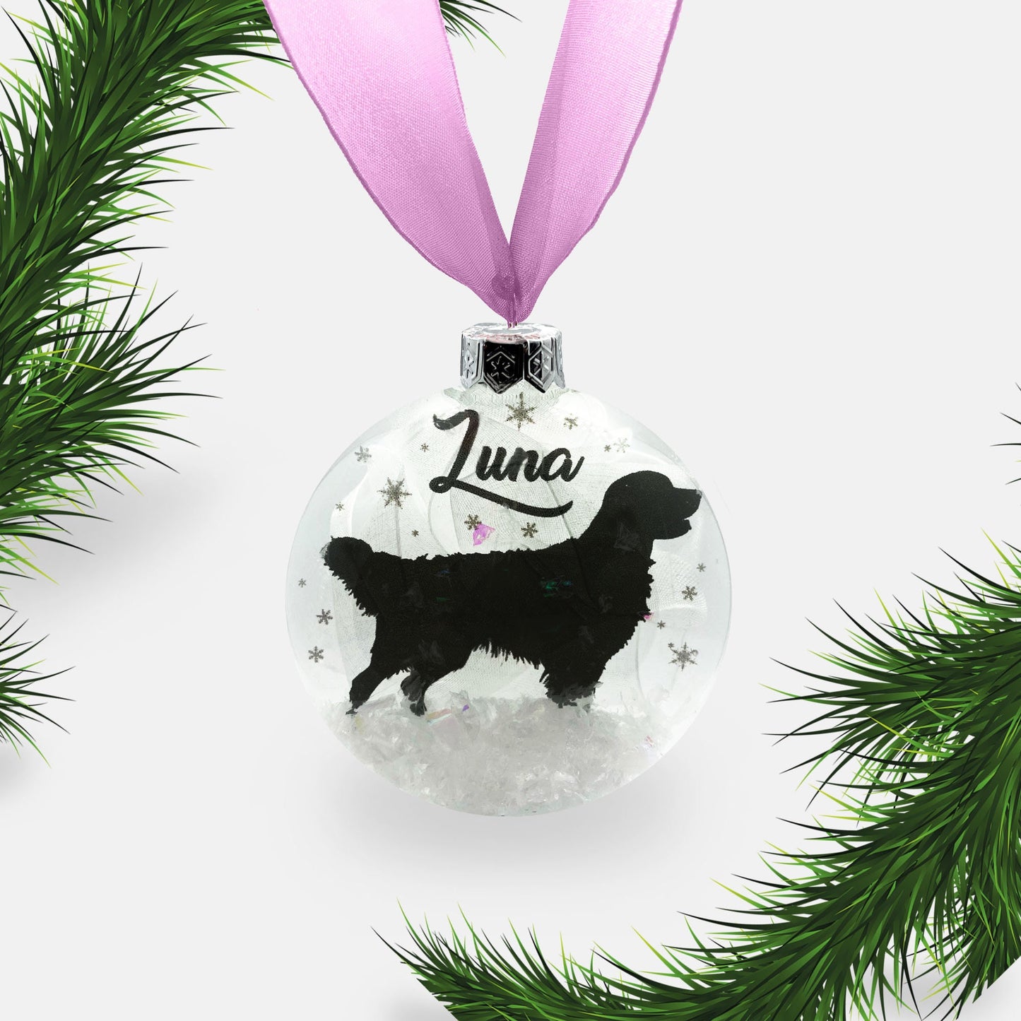 Golden Retriever Dog Personalised Ornament | Custom Glass Christmas Bauble