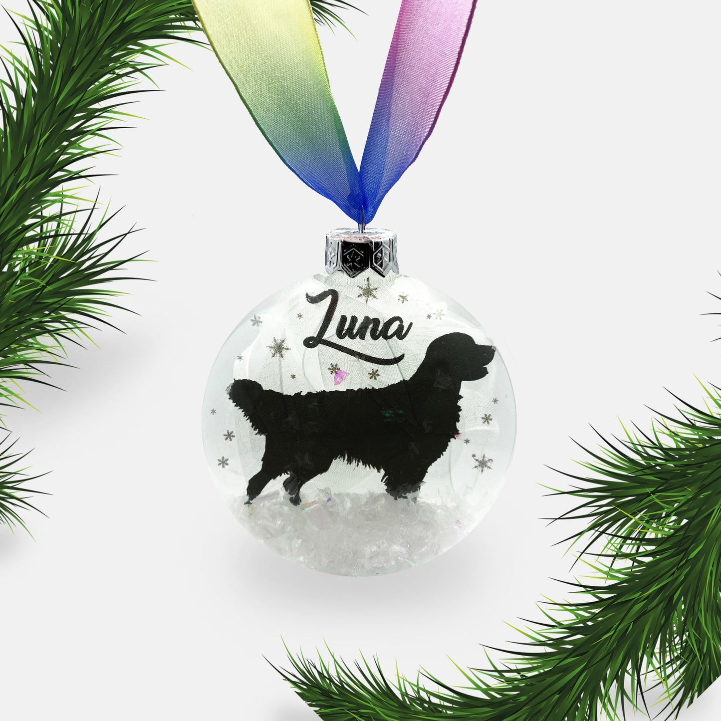 Golden Retriever Dog Personalised Ornament | Custom Glass Christmas Bauble