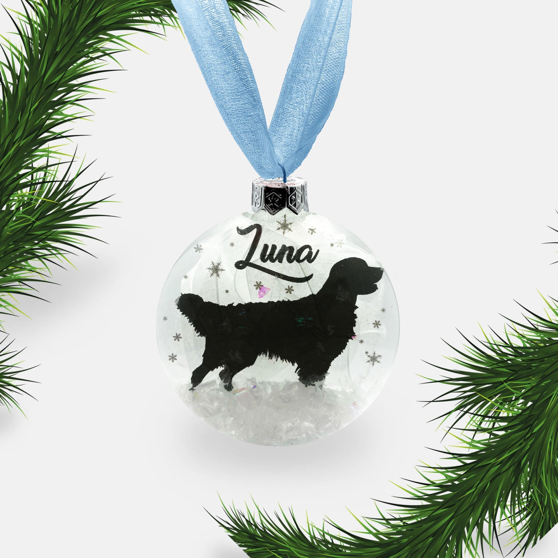 Golden Retriever Dog Personalised Ornament | Custom Glass Christmas Bauble