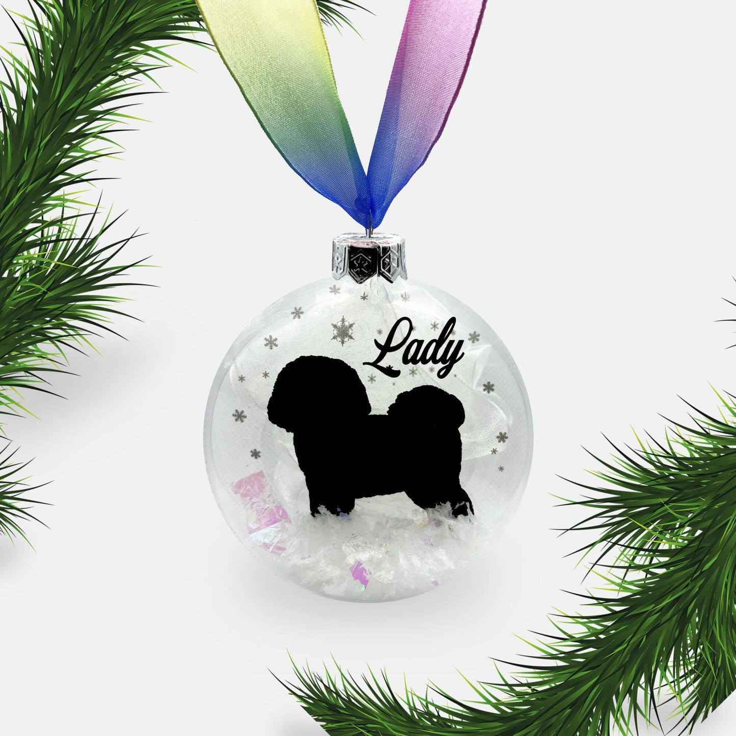 Bichon Frise Dog Personalised | Custom Glass Christmas Bauble