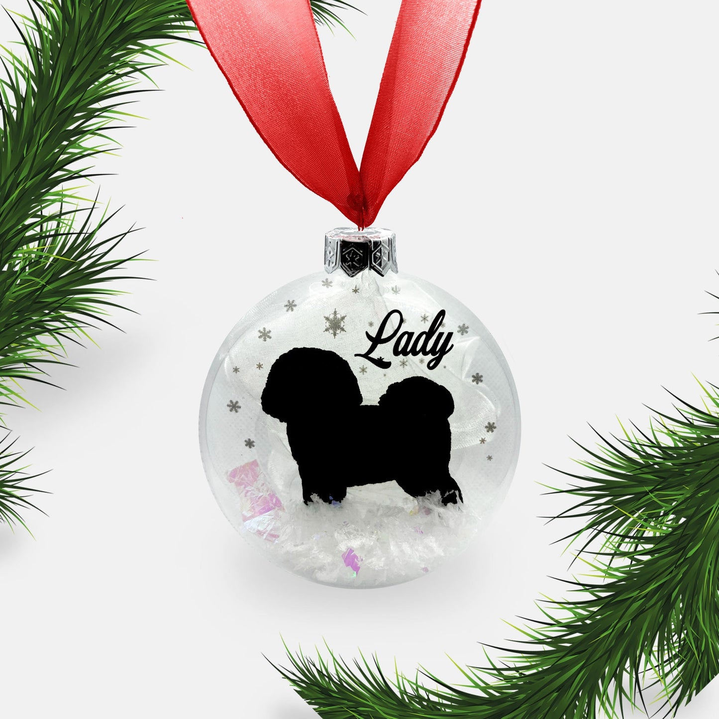 Bichon Frise Dog Personalised | Custom Glass Christmas Bauble