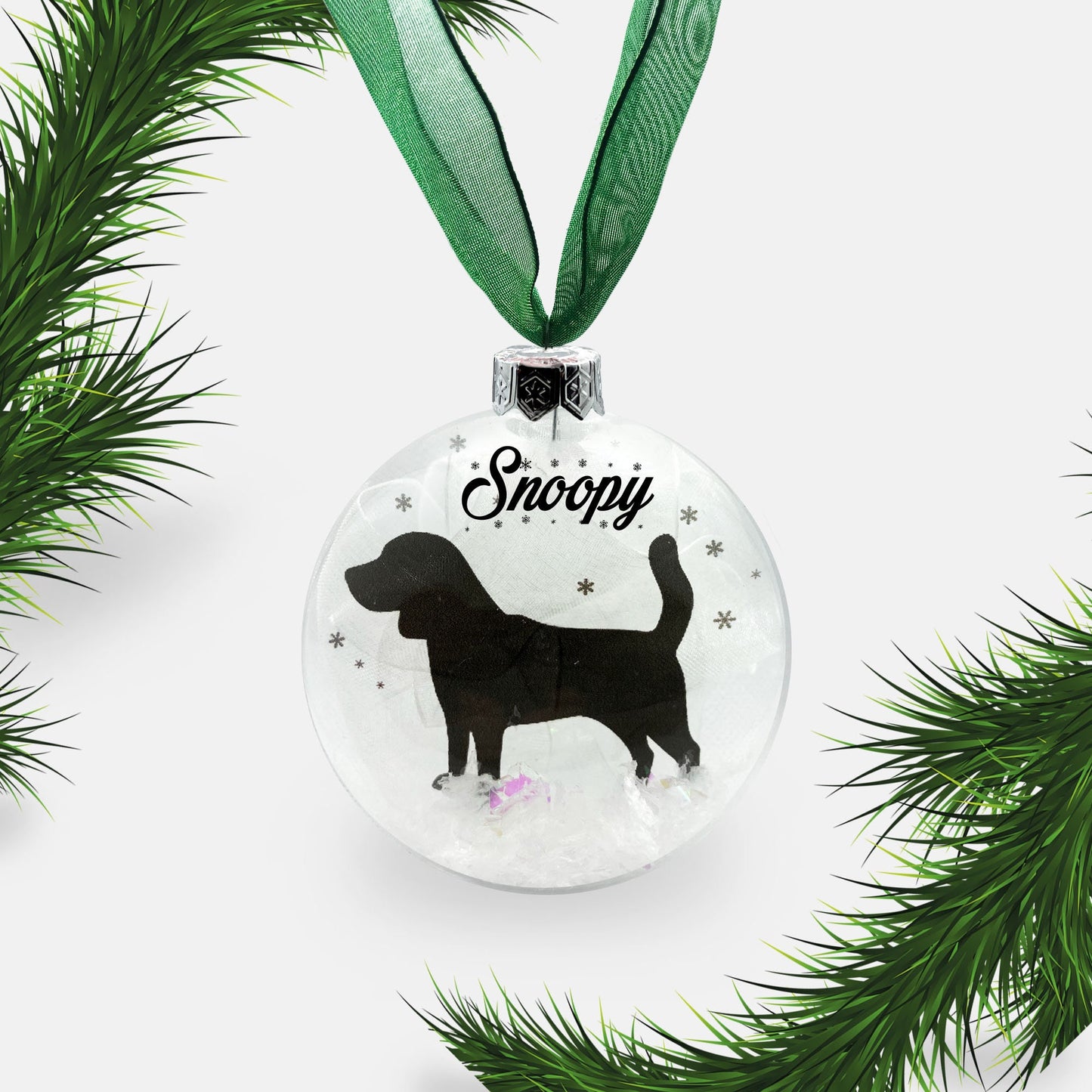 Beagle Dog Personalised Ornament | Custom Glass Christmas Bauble