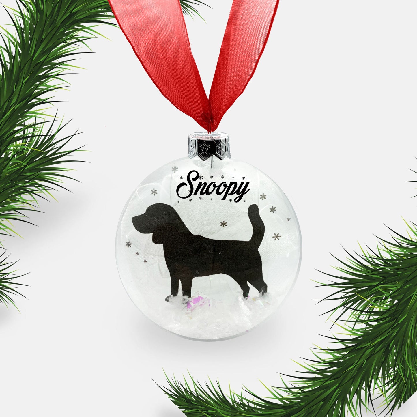 Beagle Dog Personalised Ornament | Custom Glass Christmas Bauble