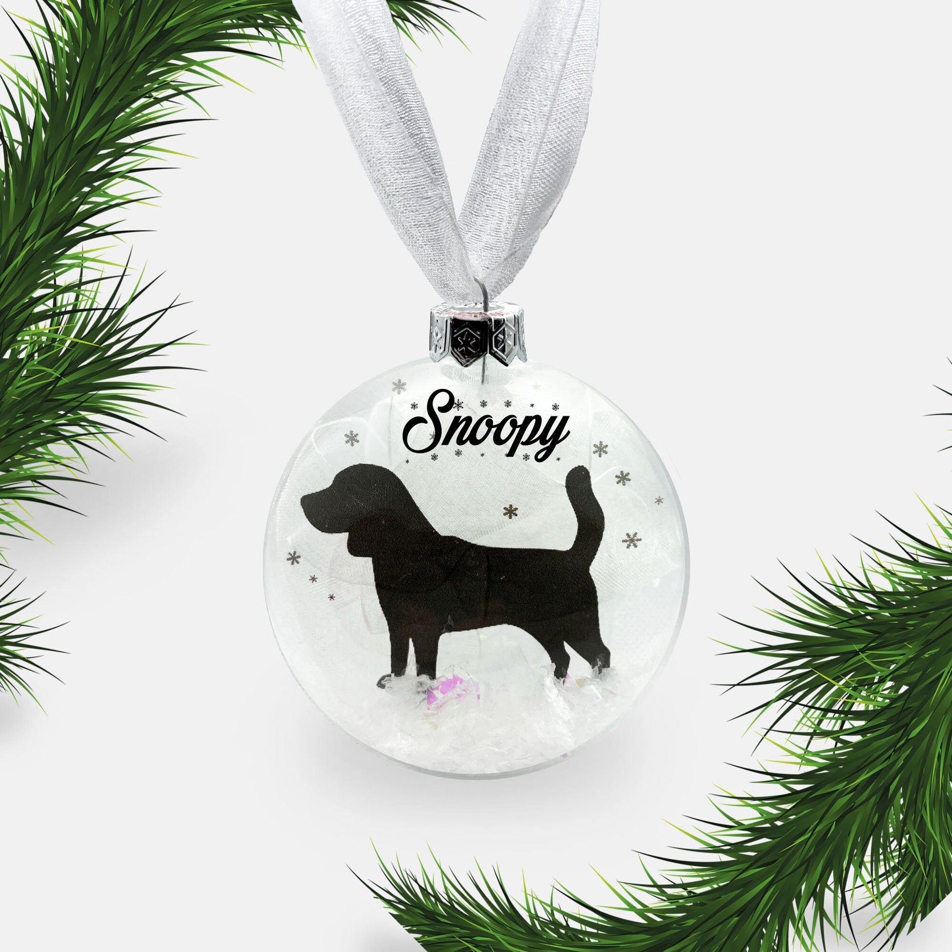 Beagle Dog Personalised Ornament | Custom Glass Christmas Bauble