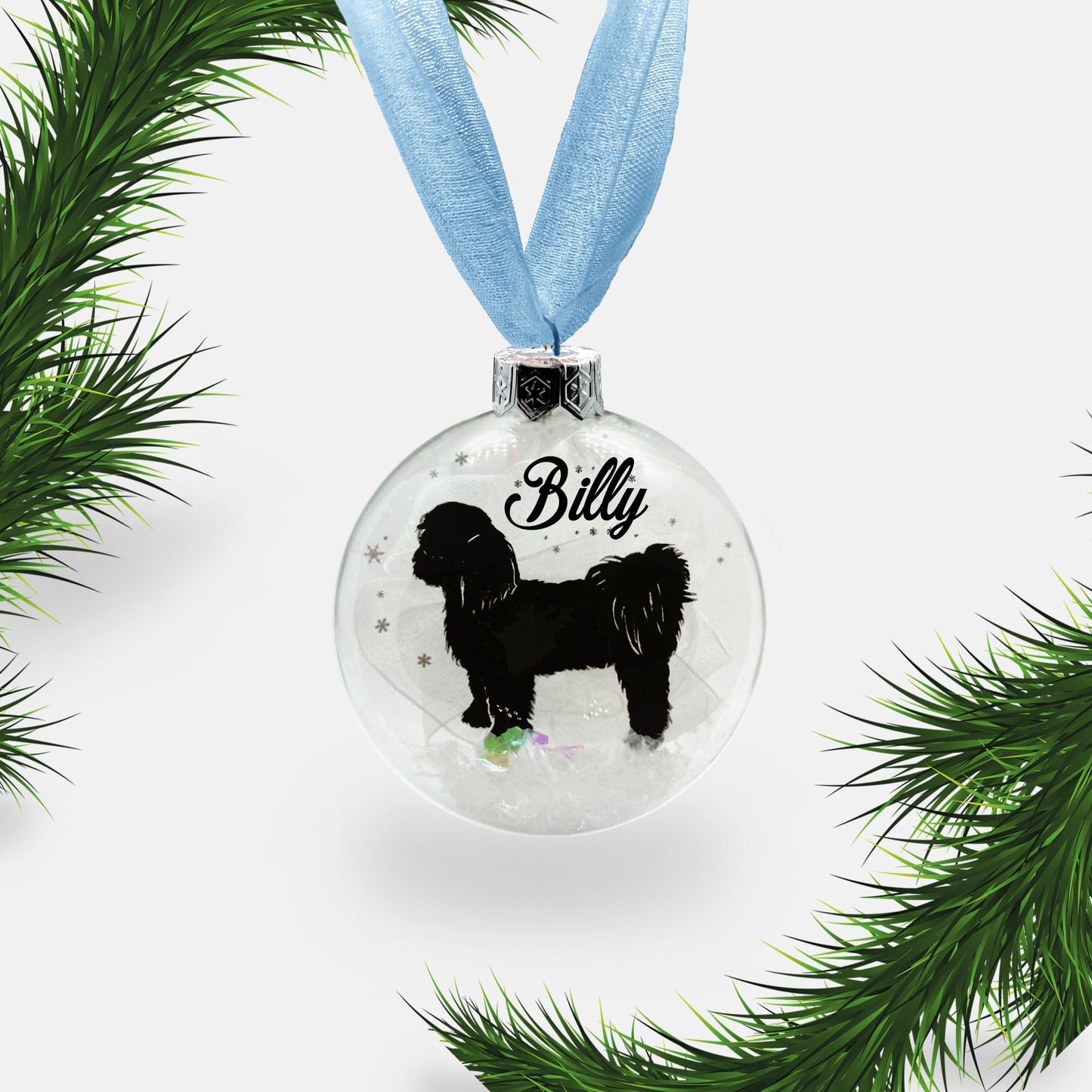Shih Tzu Dog Personalised Ornament | Custom Glass Christmas Bauble