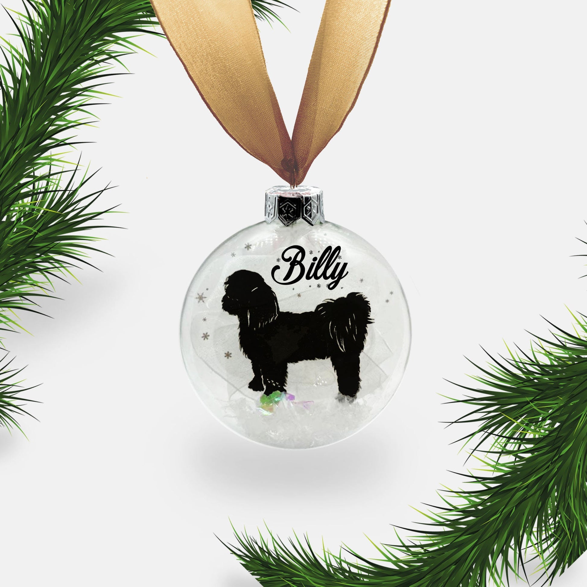 Shih Tzu Dog Personalised Ornament | Custom Glass Christmas Bauble