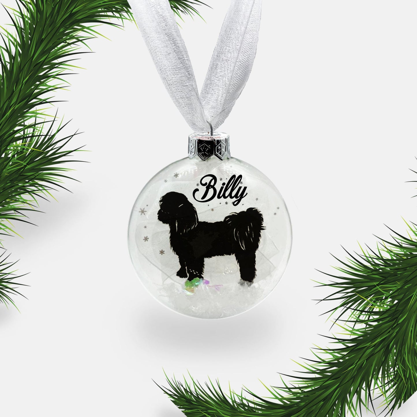 Shih Tzu Dog Personalised Ornament | Custom Glass Christmas Bauble