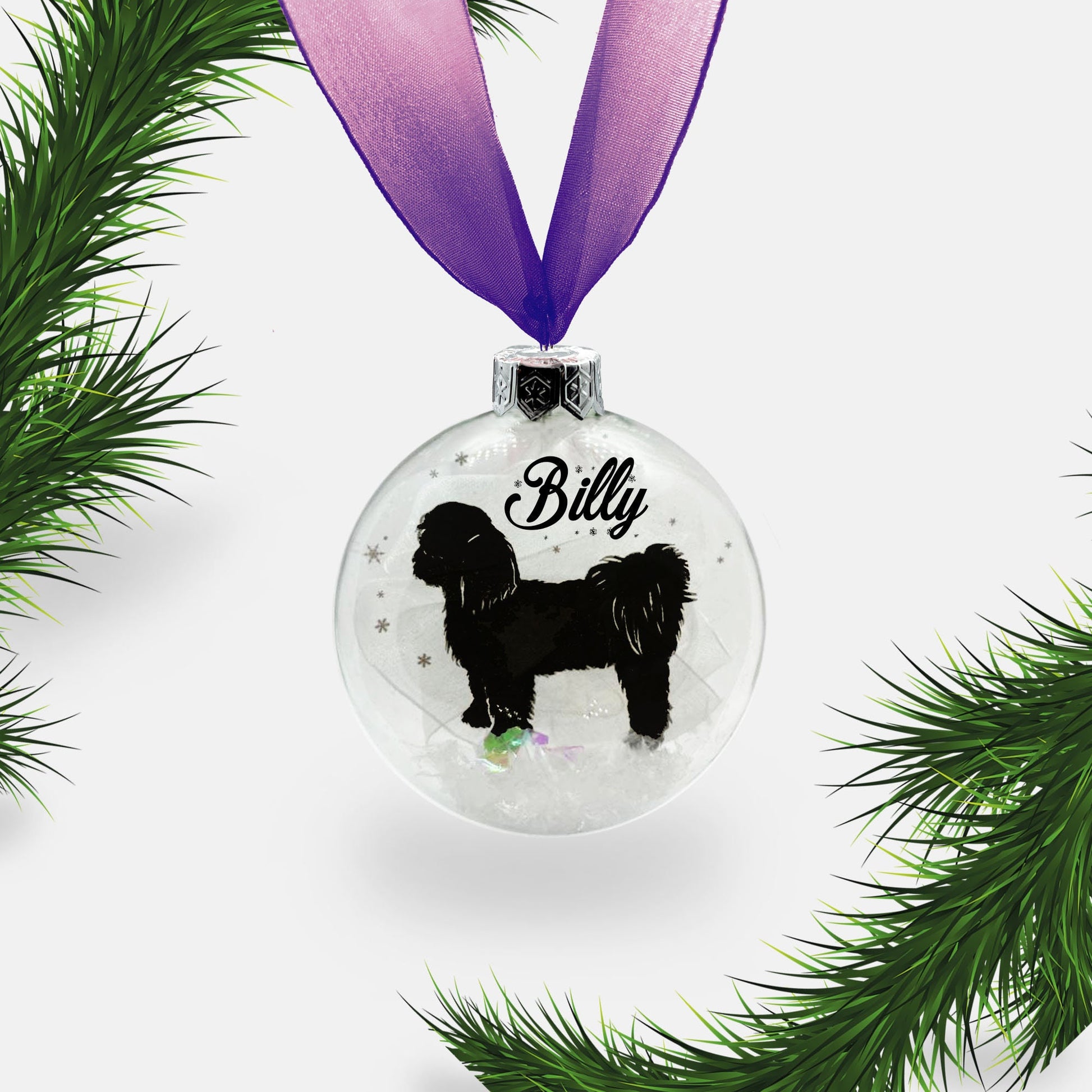 Shih Tzu Dog Personalised Ornament | Custom Glass Christmas Bauble