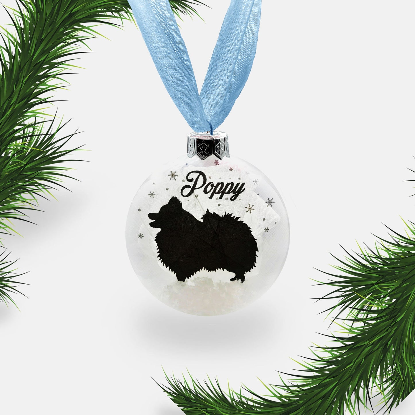 Pomeranian Dog Personalised Ornament | Custom Glass Christmas Bauble