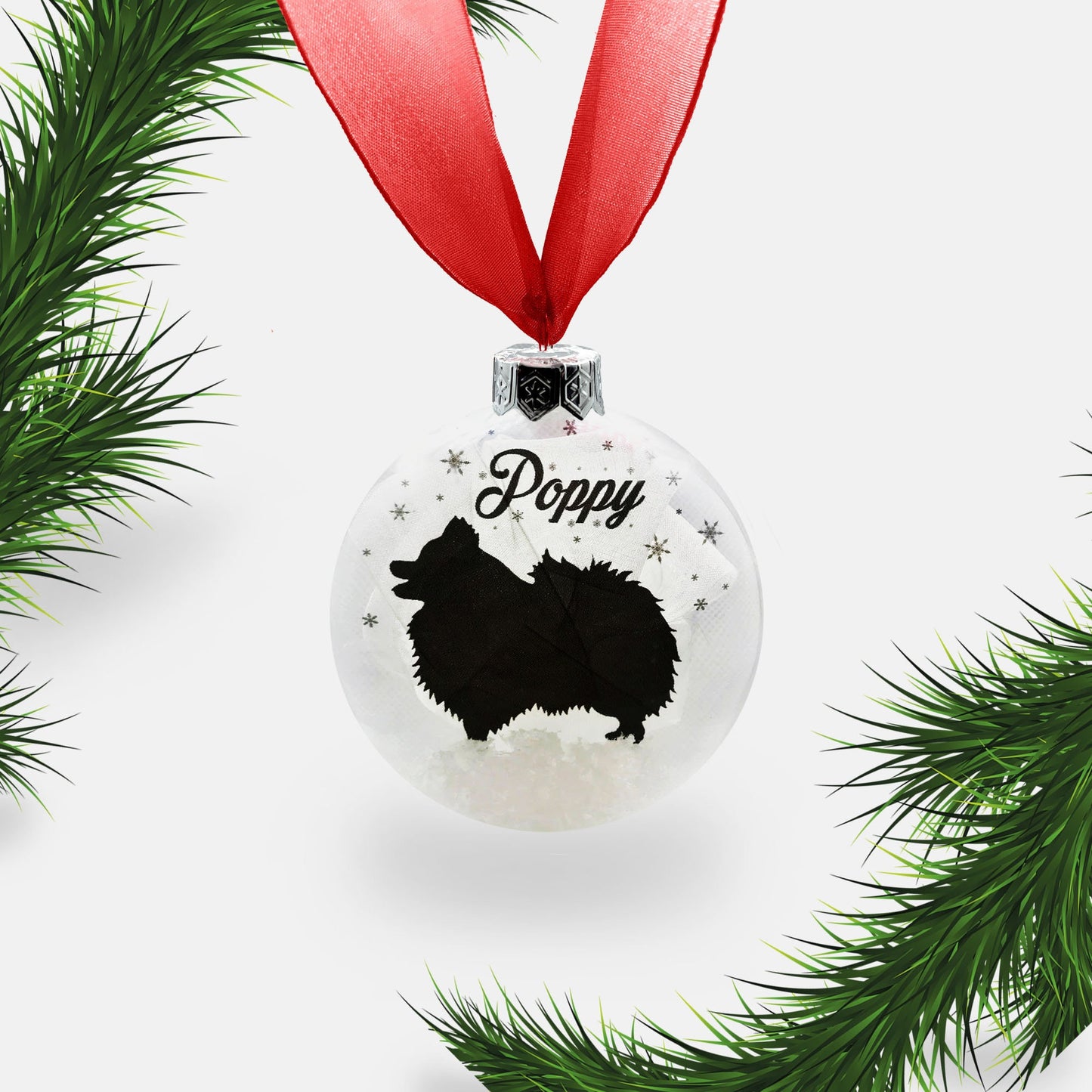 Pomeranian Dog Personalised Ornament | Custom Glass Christmas Bauble