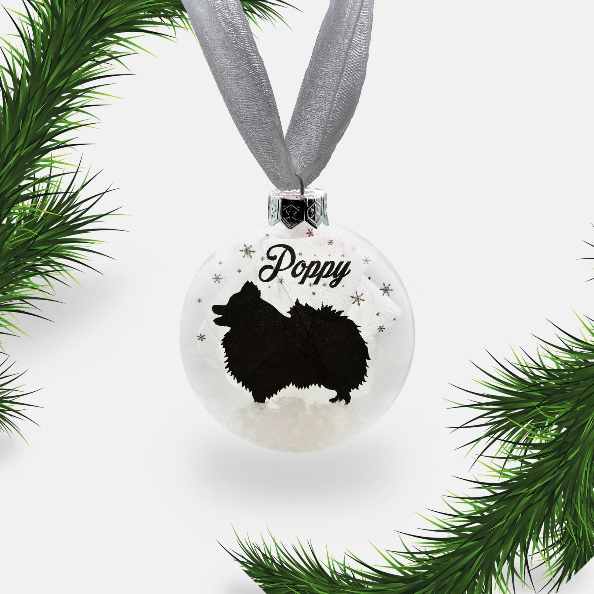 Pomeranian Dog Personalised Ornament | Custom Glass Christmas Bauble