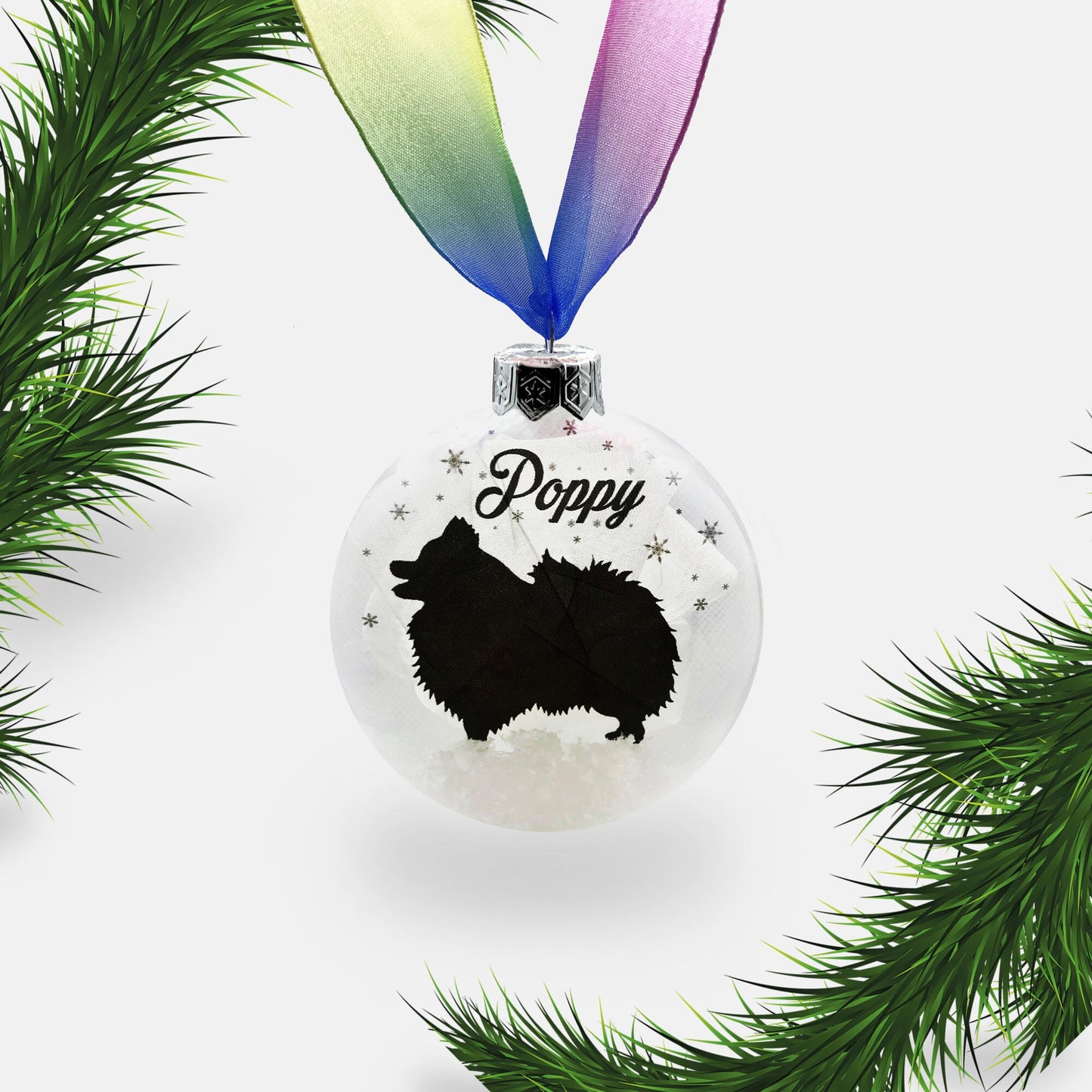 Pomeranian Dog Personalised Ornament | Custom Glass Christmas Bauble