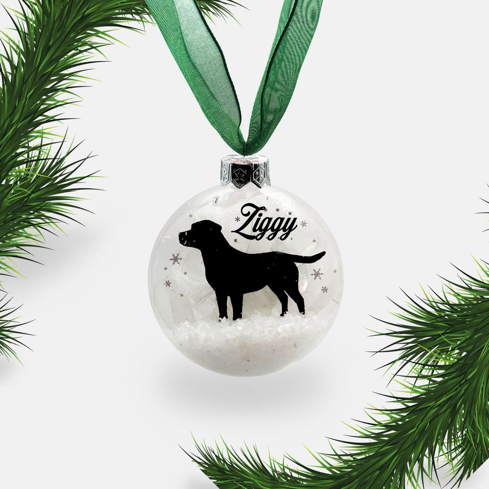 Personalised Labrador Christmas Glass Dog Ornament | Custom Bauble