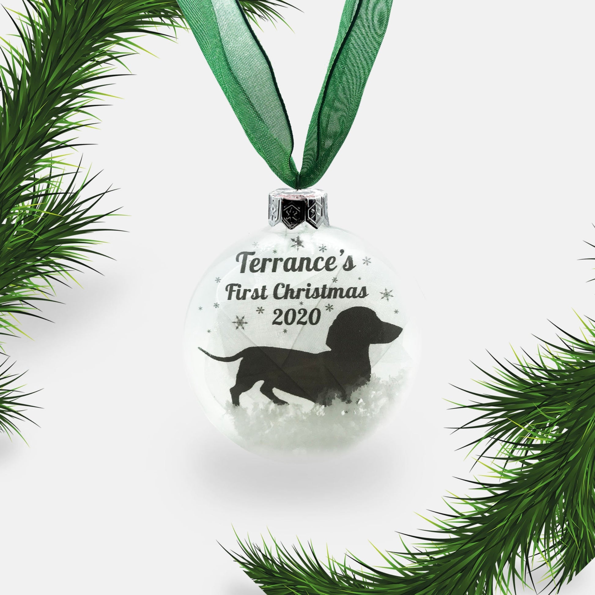 Dachshund Dog Personalised Ornament | Custom Glass Christmas Bauble