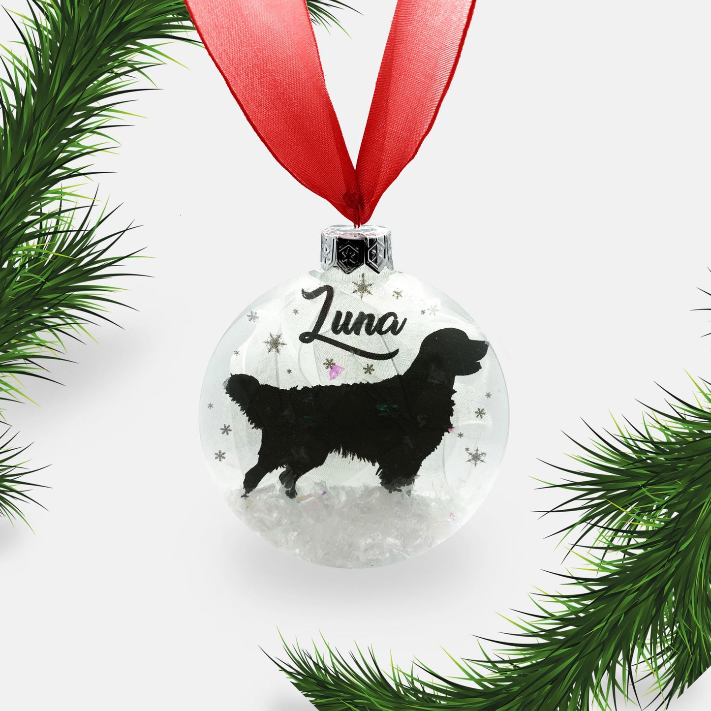 Golden Retriever Dog Personalised Ornament | Custom Glass Christmas Bauble
