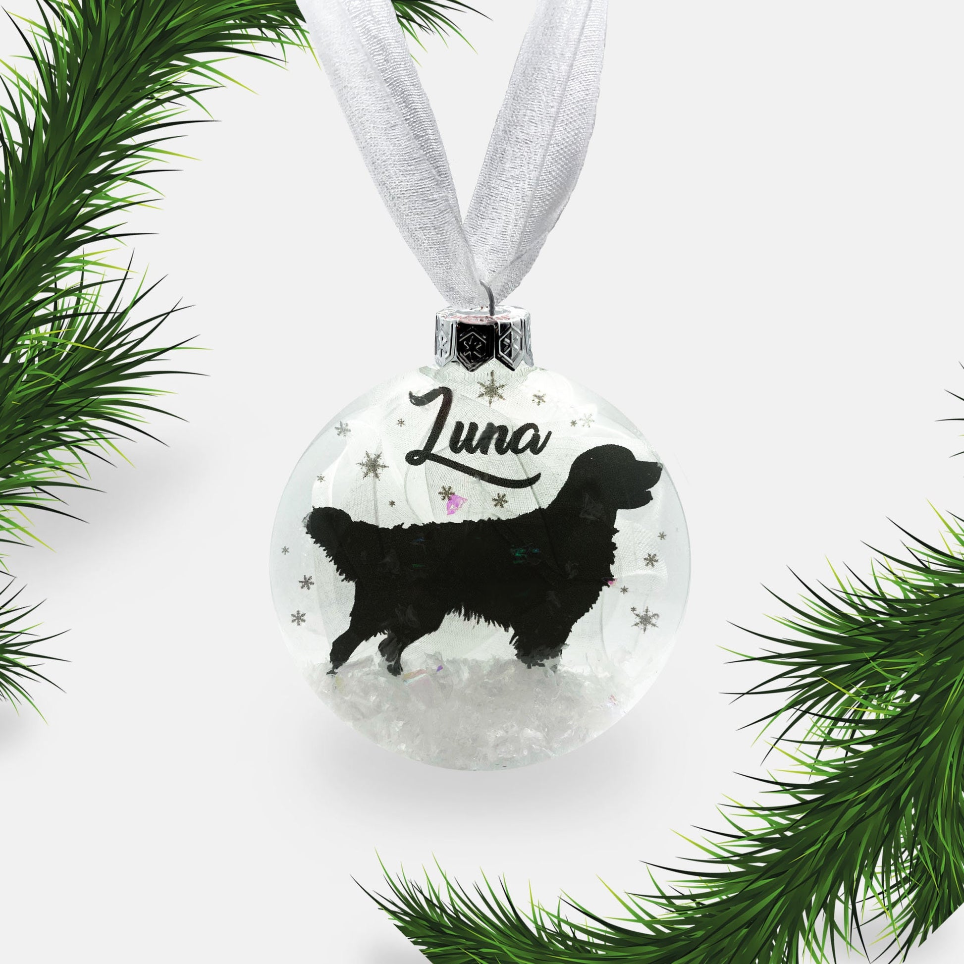 Golden Retriever Dog Personalised Ornament | Custom Glass Christmas Bauble