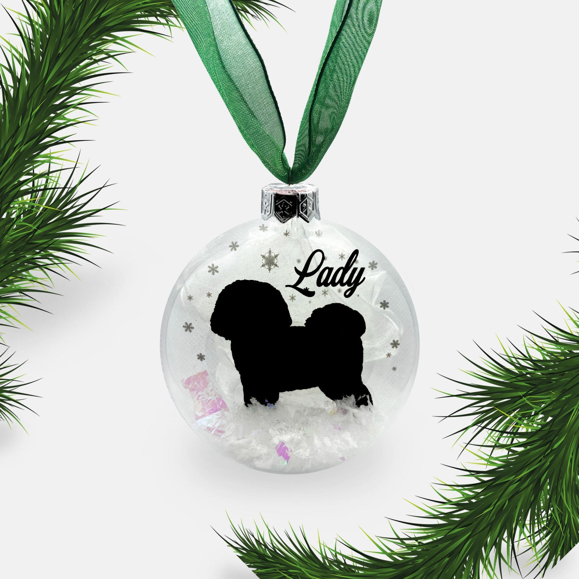 Bichon Frise Dog Personalised | Custom Glass Christmas Bauble