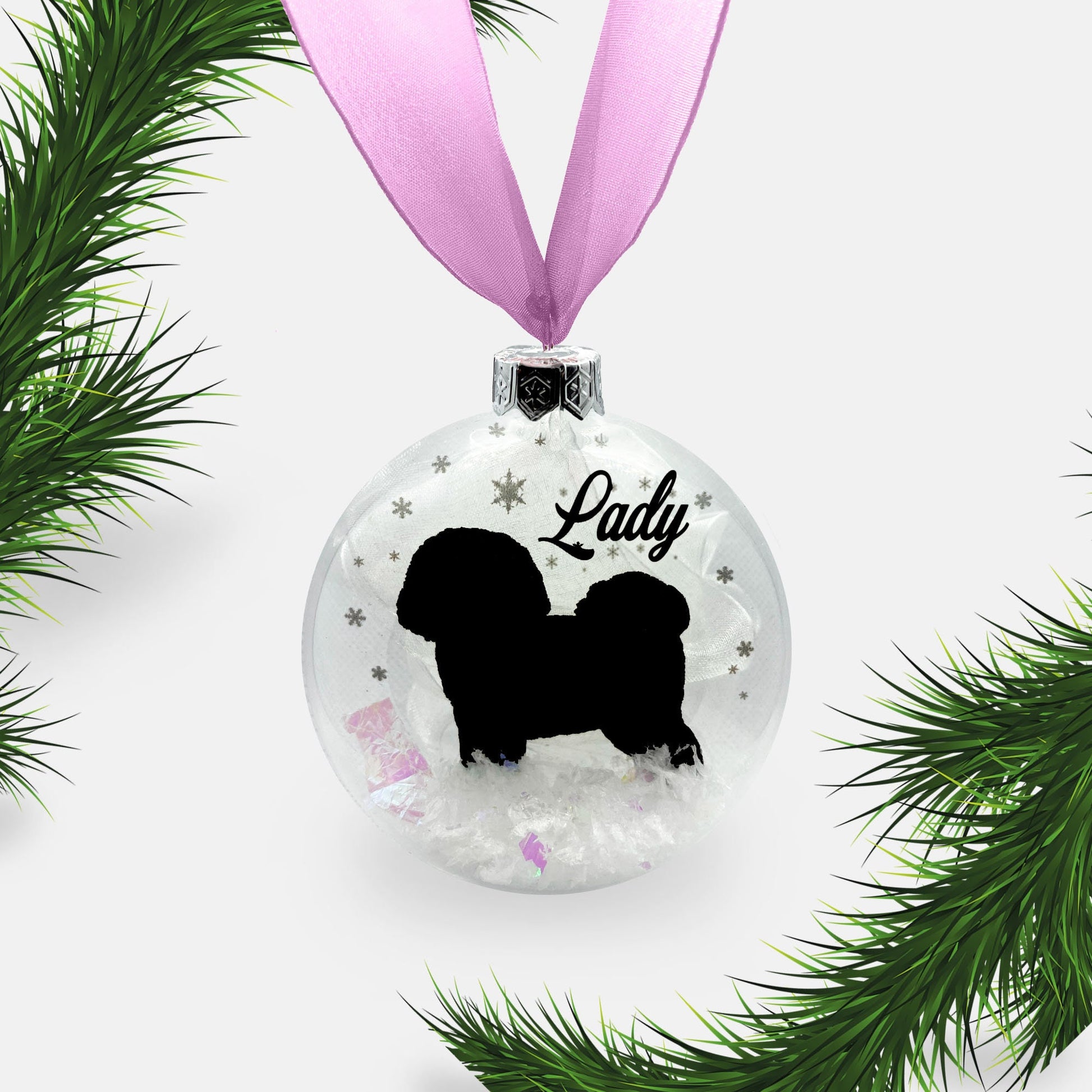 Bichon Frise Dog Personalised | Custom Glass Christmas Bauble