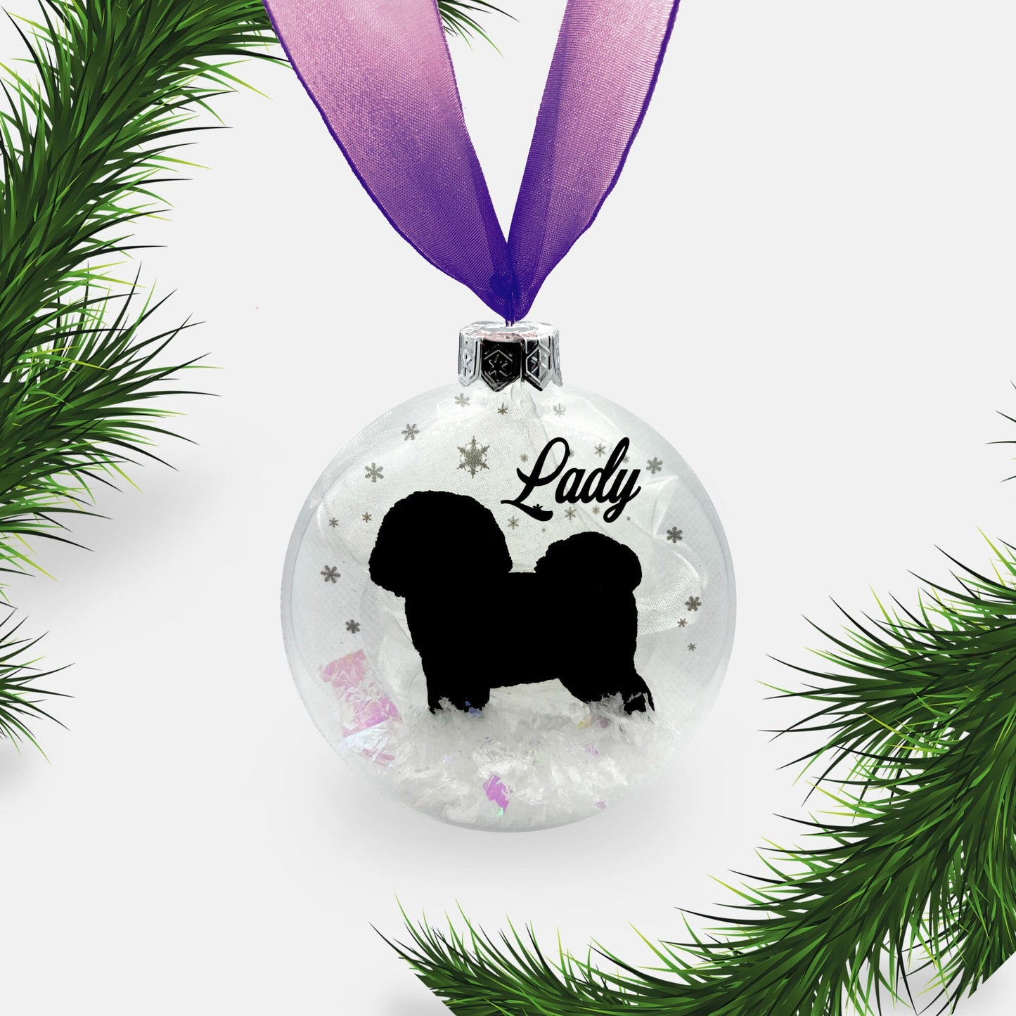 Bichon Frise Dog Personalised | Custom Glass Christmas Bauble