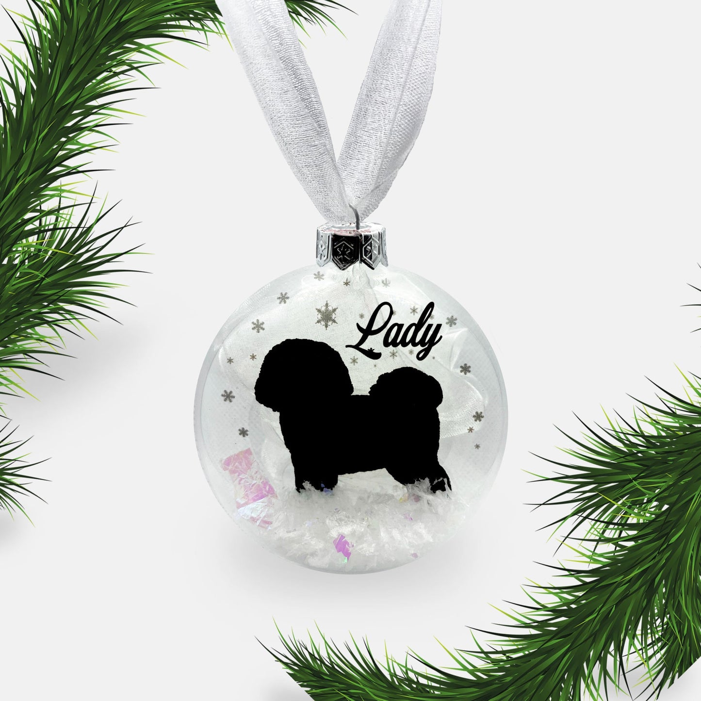 Bichon Frise Dog Personalised | Custom Glass Christmas Bauble
