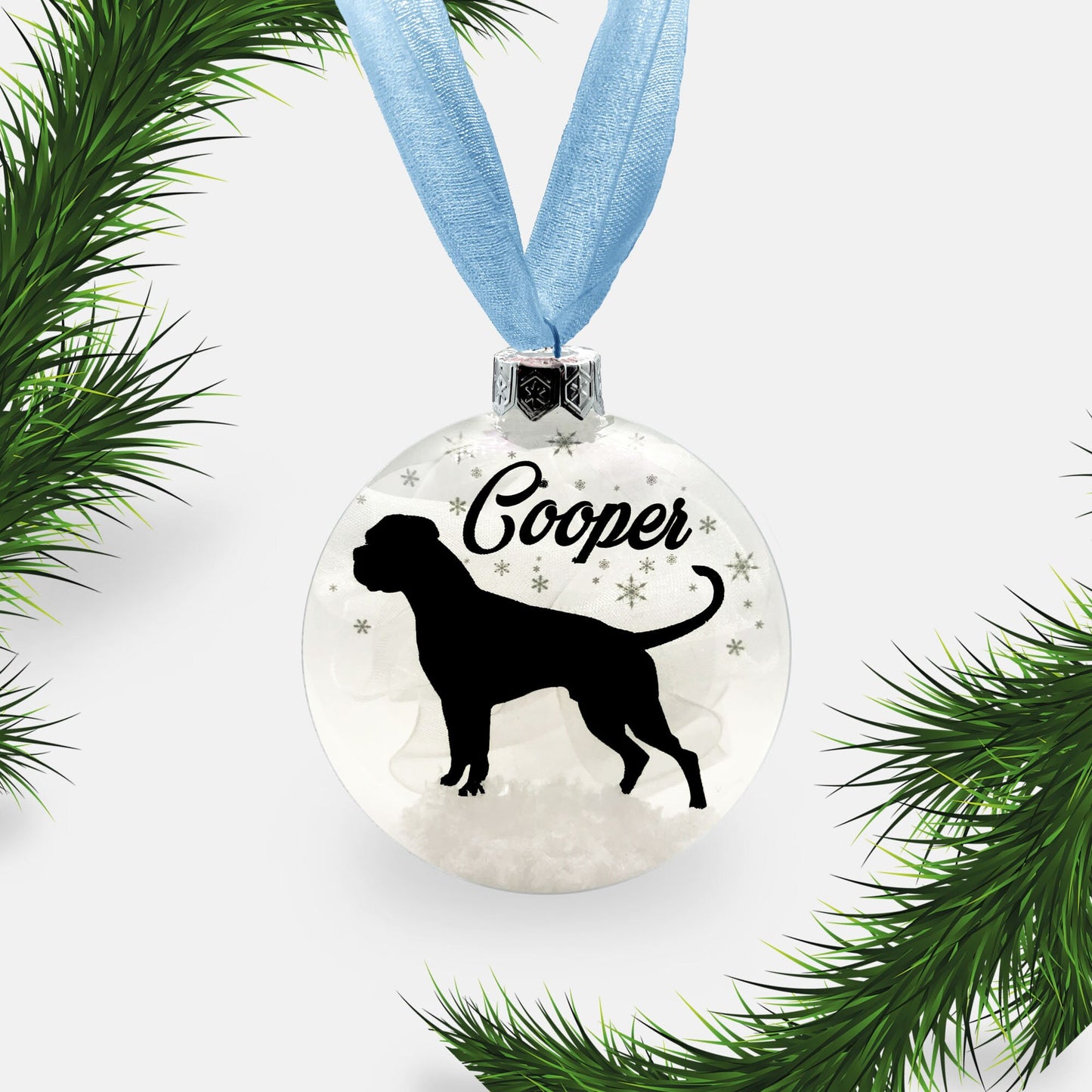 Boxer Dog Glass Personalised Ornament | Custom Christmas Bauble | Long or Short Tail