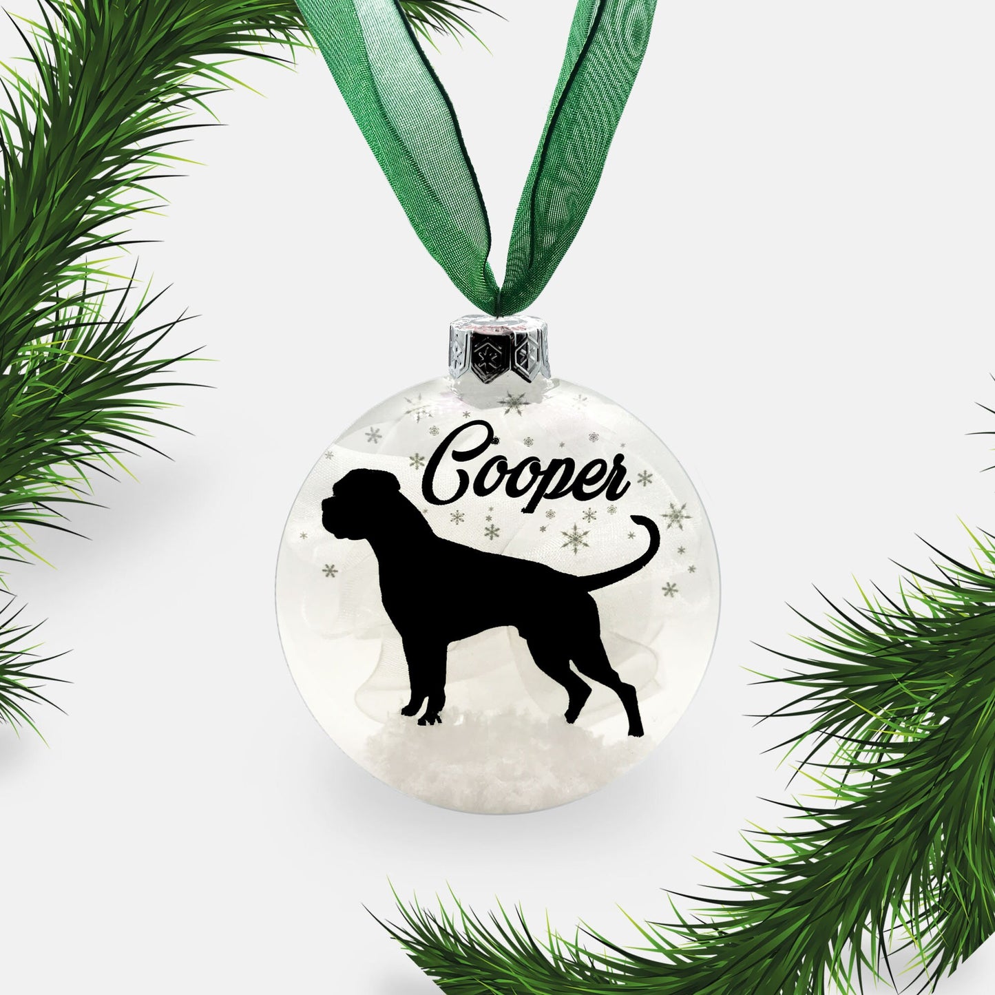 Boxer Dog Glass Personalised Ornament | Custom Christmas Bauble | Long or Short Tail