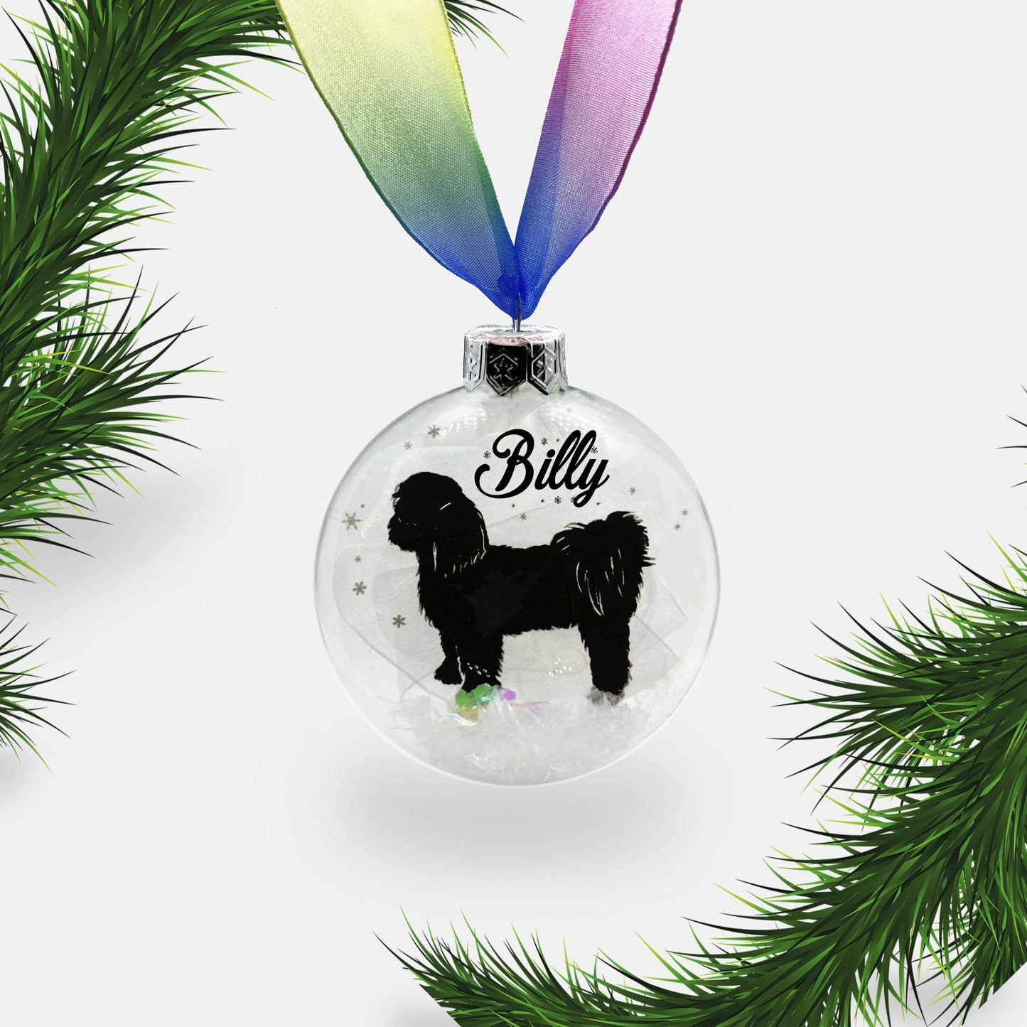 Shih Tzu Dog Personalised Ornament | Custom Glass Christmas Bauble