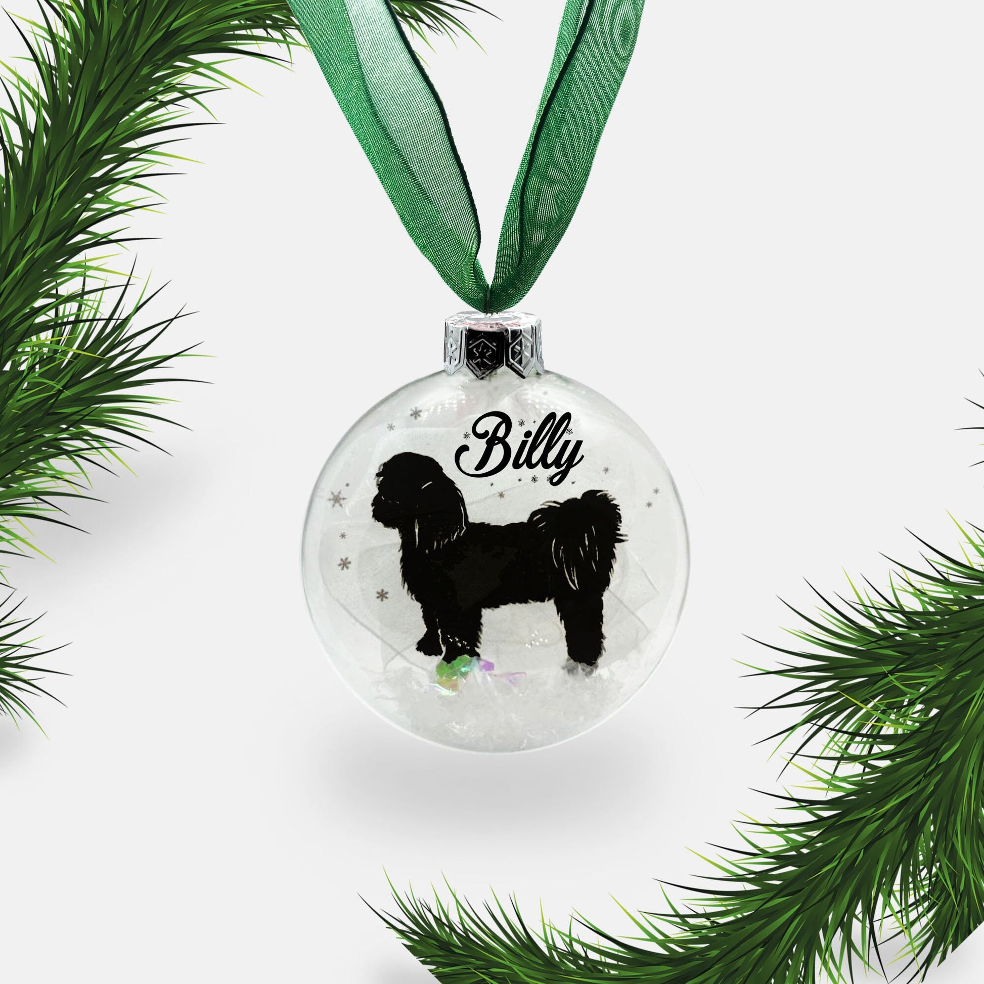 Shih Tzu Dog Personalised Ornament | Custom Glass Christmas Bauble
