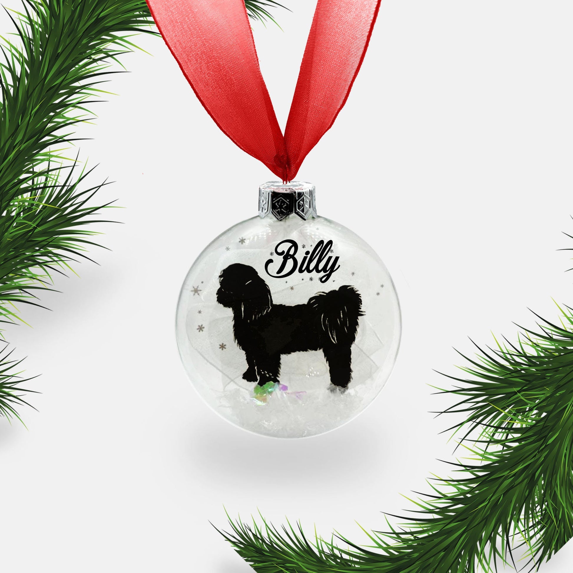 Shih Tzu Dog Personalised Ornament | Custom Glass Christmas Bauble