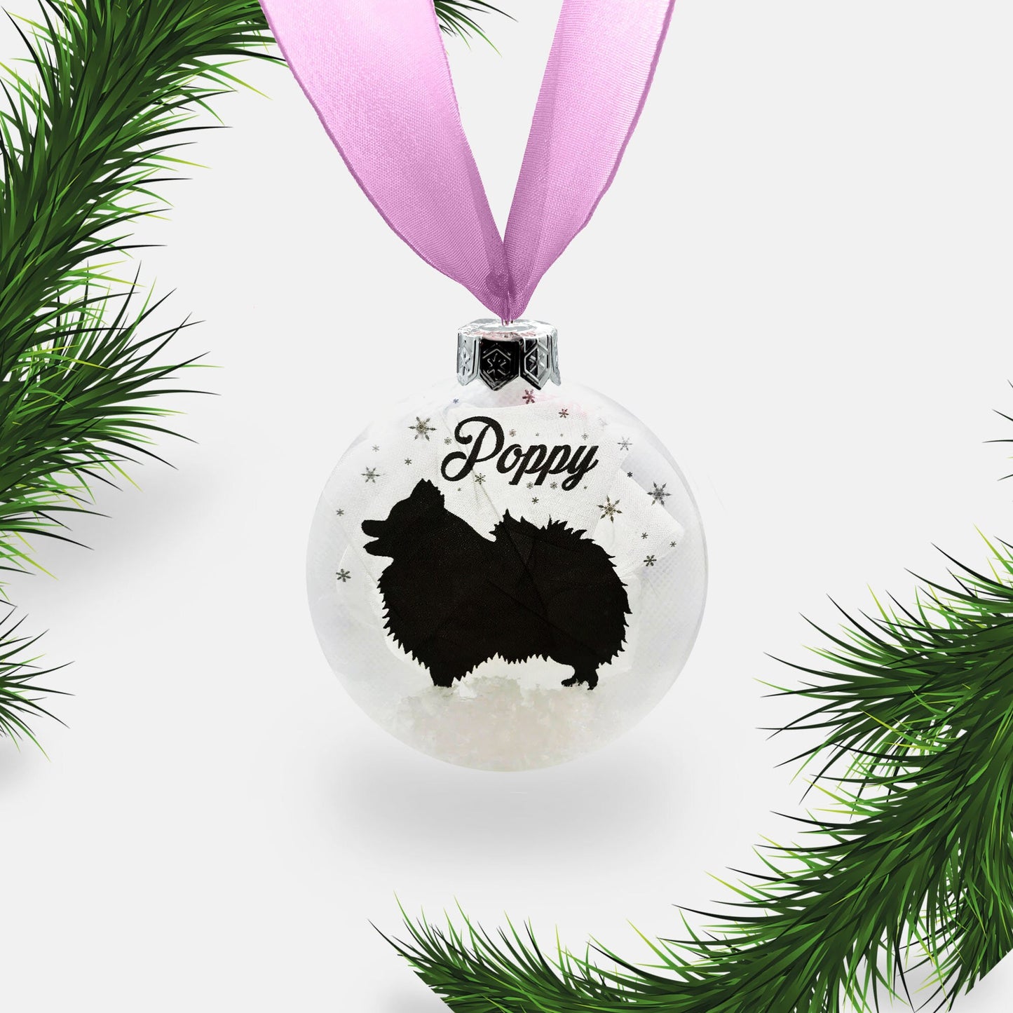 Pomeranian Dog Personalised Ornament | Custom Glass Christmas Bauble