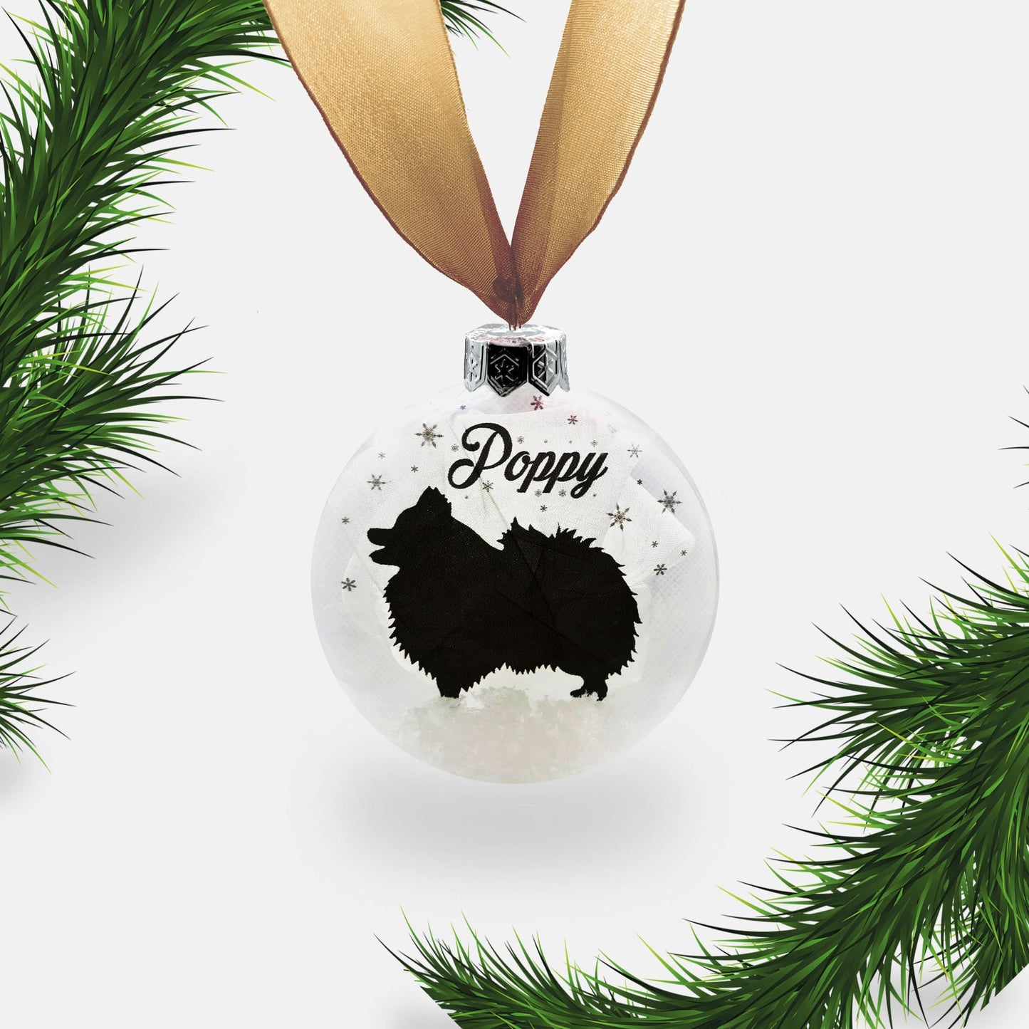 Pomeranian Dog Personalised Ornament | Custom Glass Christmas Bauble