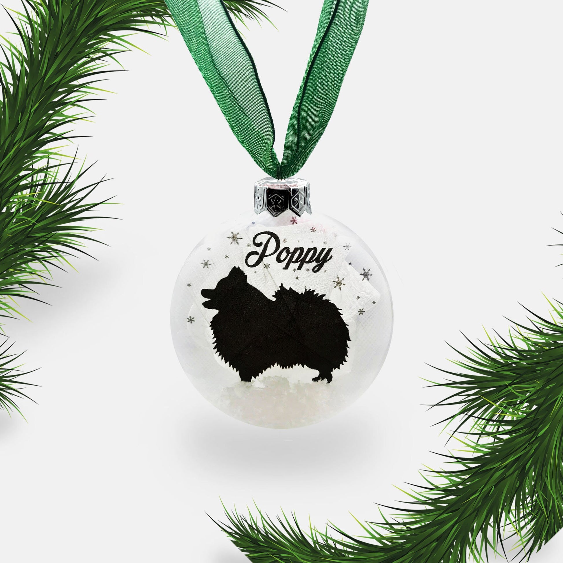 Pomeranian Dog Personalised Ornament | Custom Glass Christmas Bauble