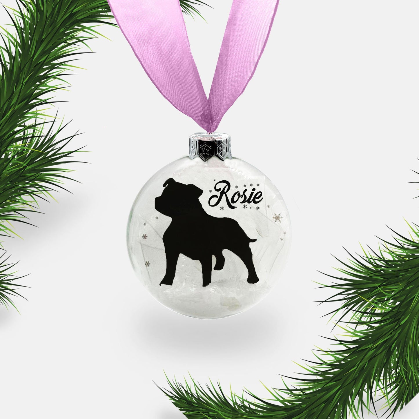 Staffie Staffordshire Bull Terrier Dog Personalised Ornament | Custom Glass Christmas Bauble
