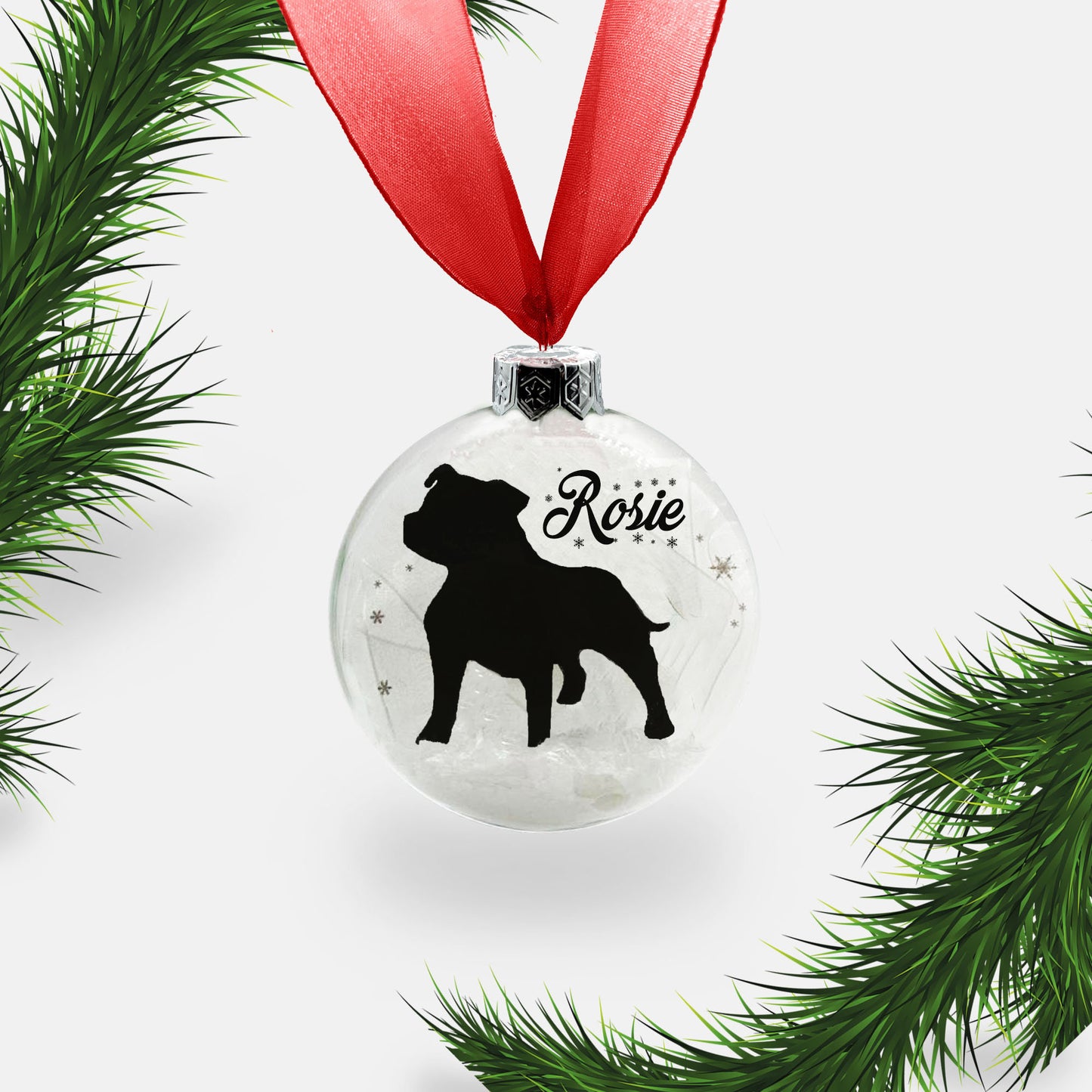 Staffie Staffordshire Bull Terrier Dog Personalised Ornament | Custom Glass Christmas Bauble