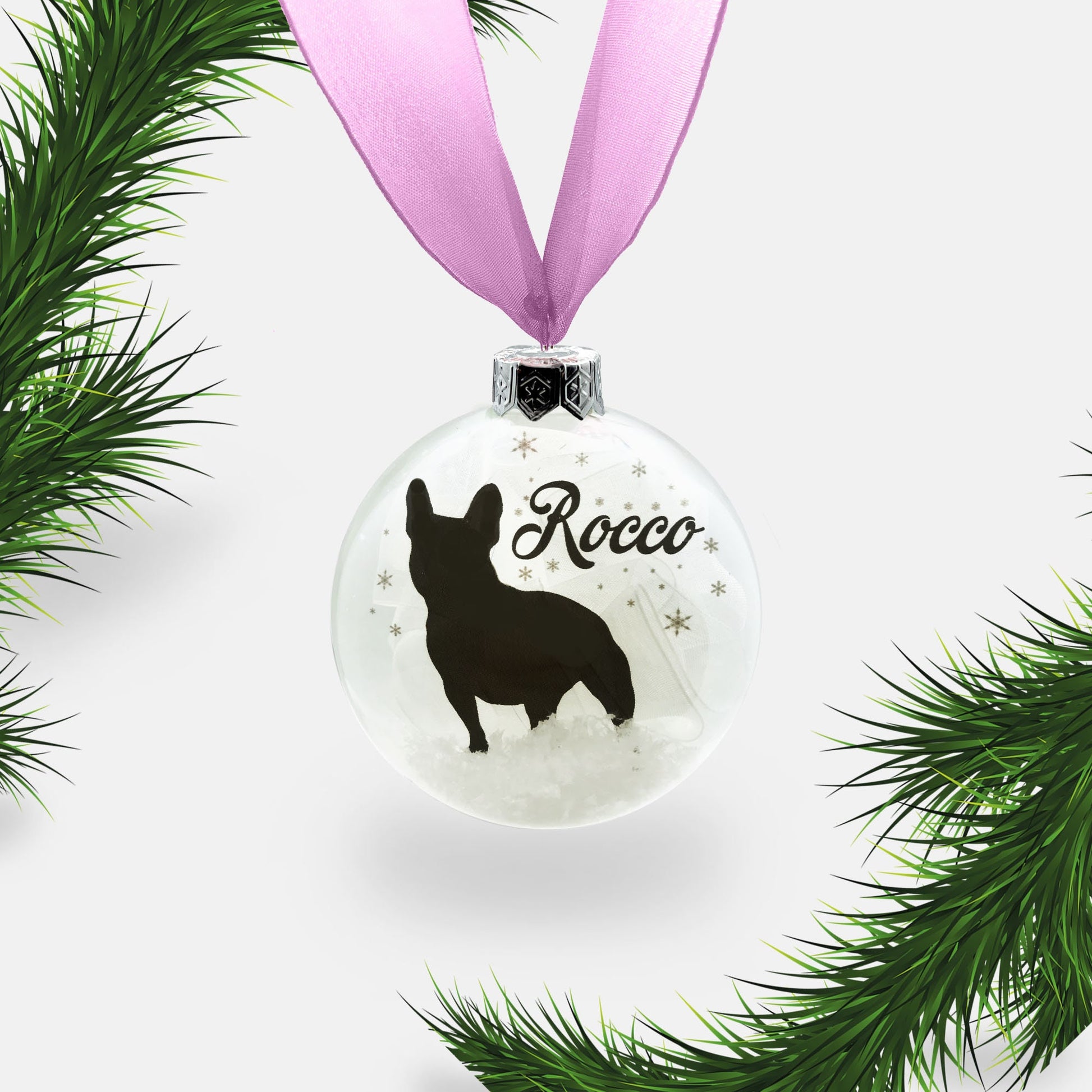 Custom French Bull Dog Ornament | Frenchie Dog Personalised Glass Christmas Bauble