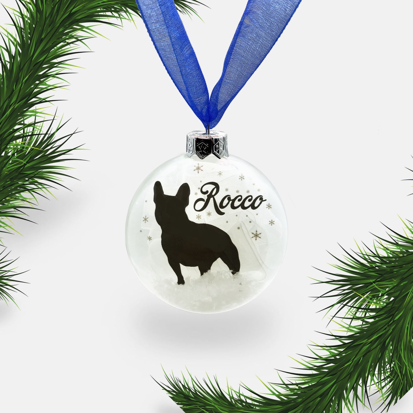 Custom French Bull Dog Ornament | Frenchie Dog Personalised Glass Christmas Bauble