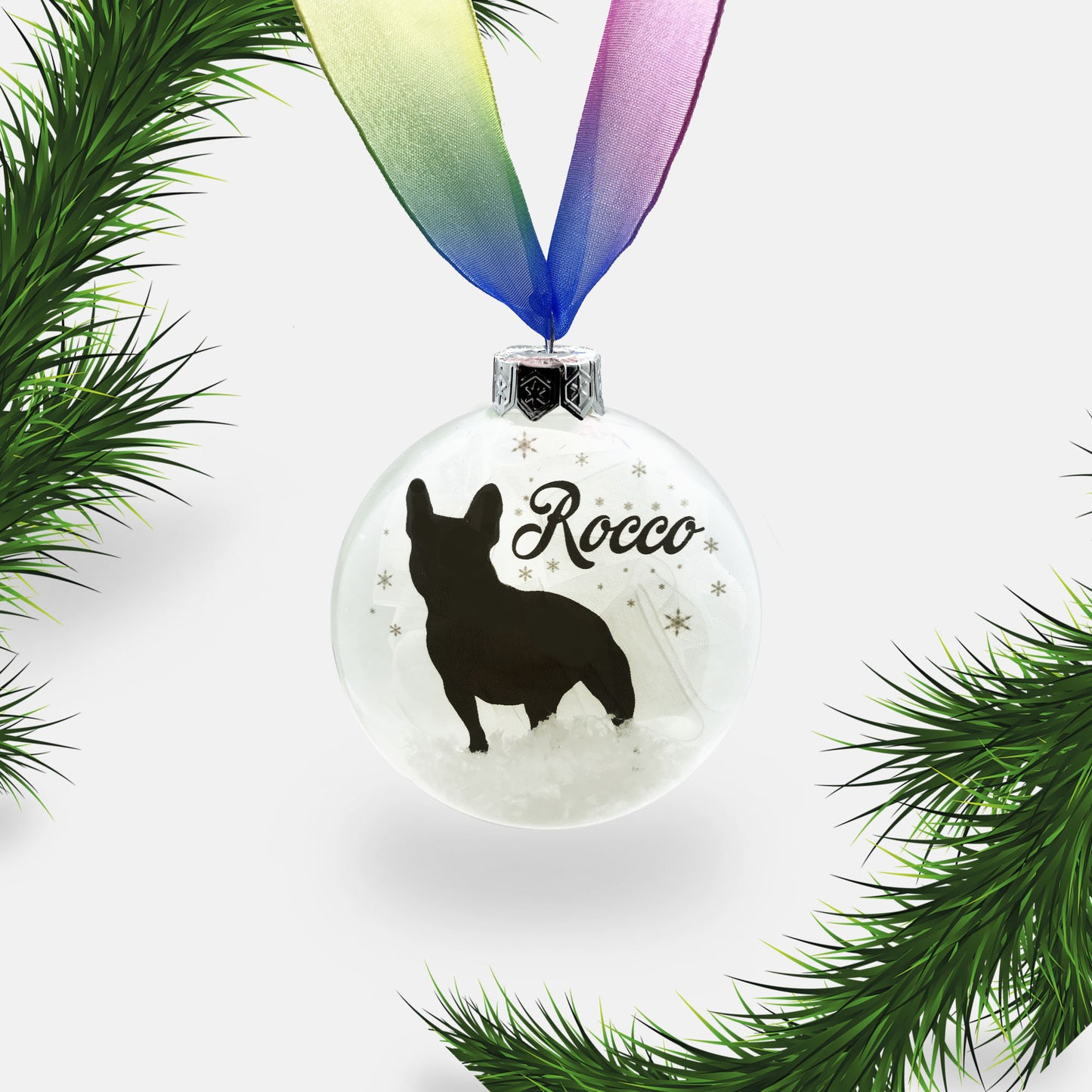 Custom French Bull Dog Ornament | Frenchie Dog Personalised Glass Christmas Bauble