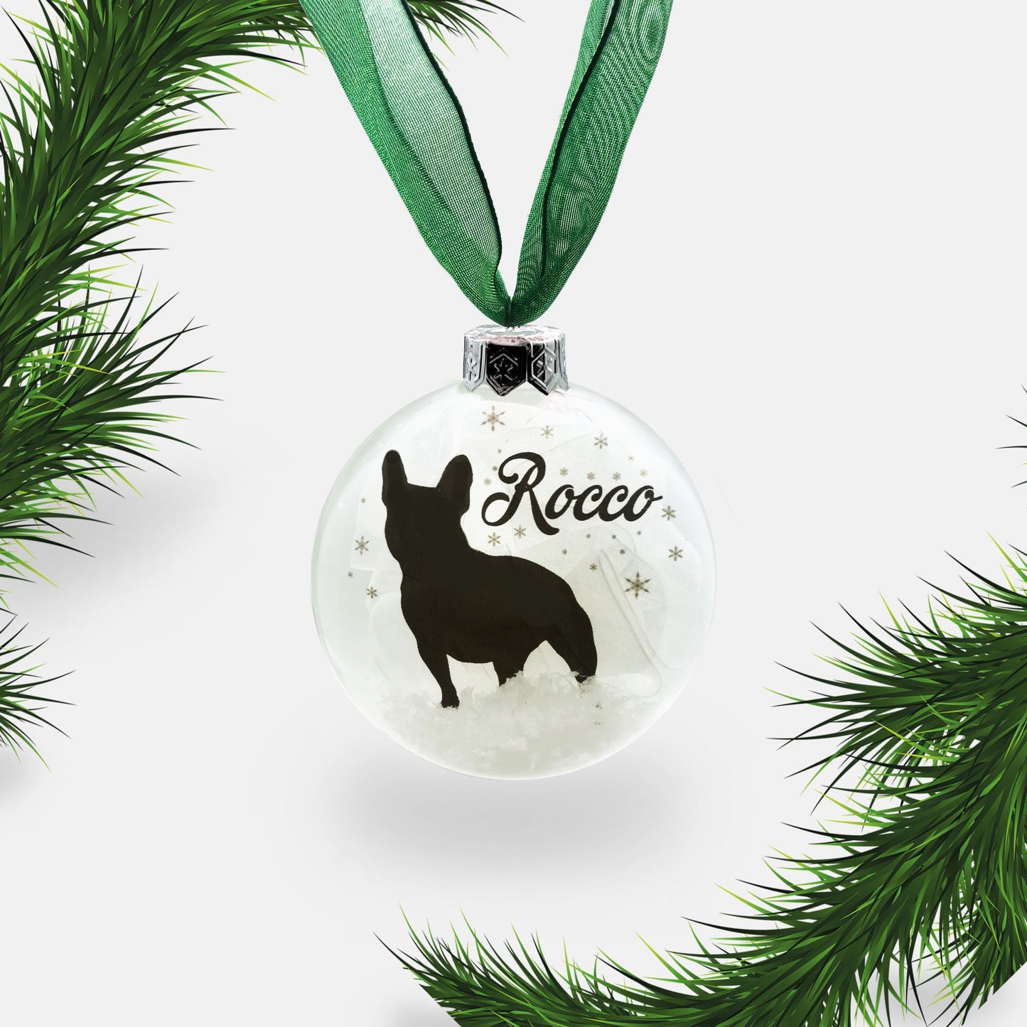 Custom French Bull Dog Ornament | Frenchie Dog Personalised Glass Christmas Bauble