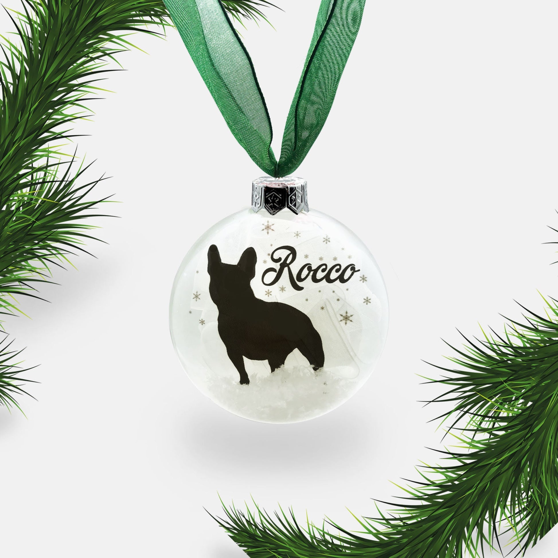 Custom French Bull Dog Ornament | Frenchie Dog Personalised Glass Christmas Bauble