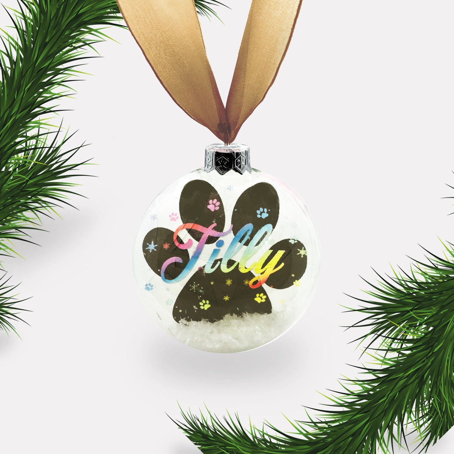 Dog | Cat Personalised Christmas Ornament | Bauble | Paw Print | Personalized | Glass | Custom | Pet