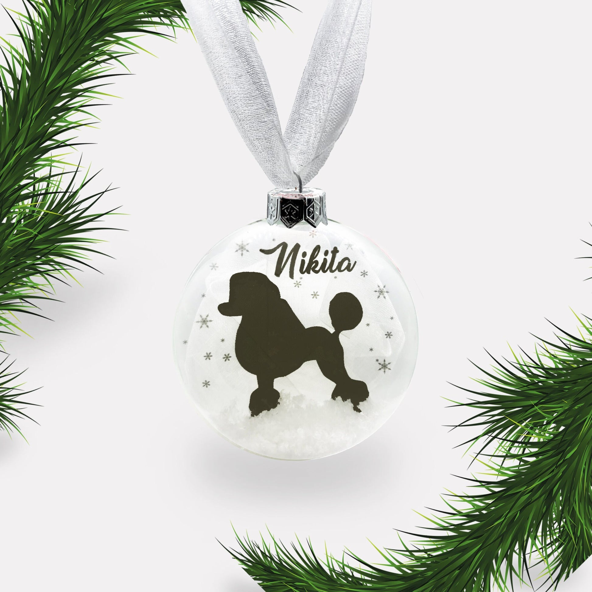 Poodle Dog Personalised Ornament | Custom Glass Christmas Bauble