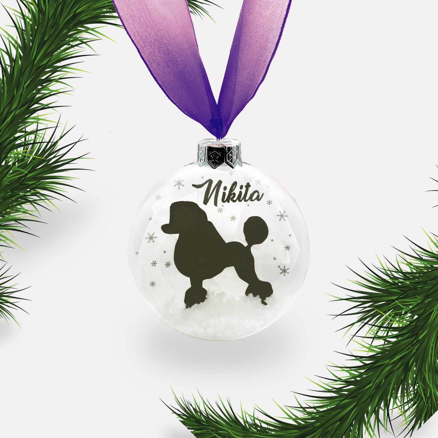 Poodle Dog Personalised Ornament | Custom Glass Christmas Bauble