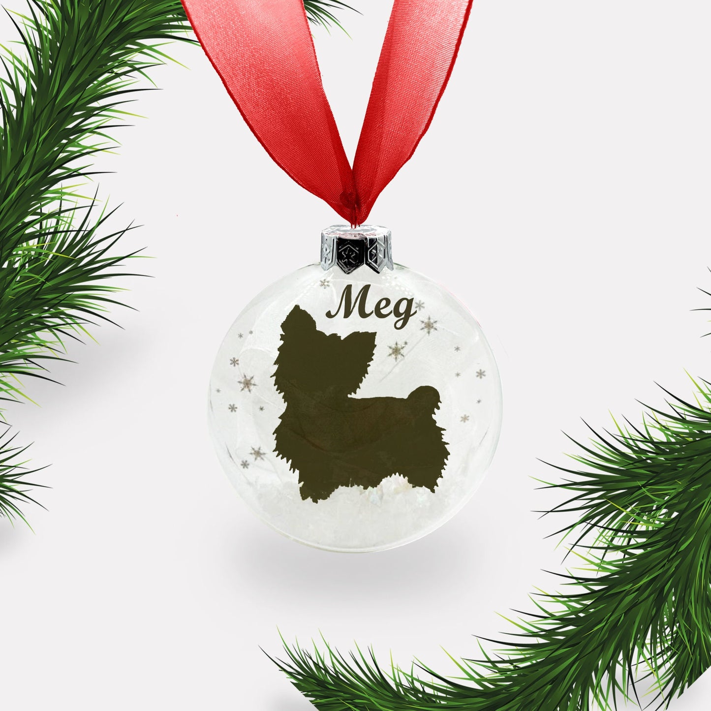 Yorkie Yorkshire Terrier Dog Personalised Ornament | Custom Glass Christmas Bauble