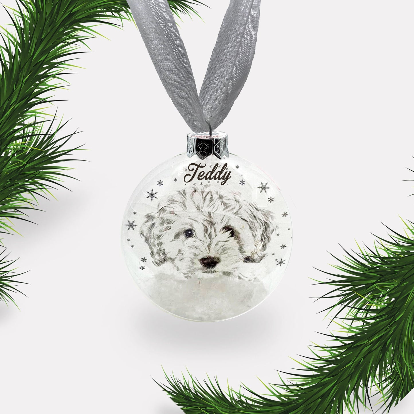 Cockapoo Dog Personalised Ornament | Custom Glass Christmas Bauble