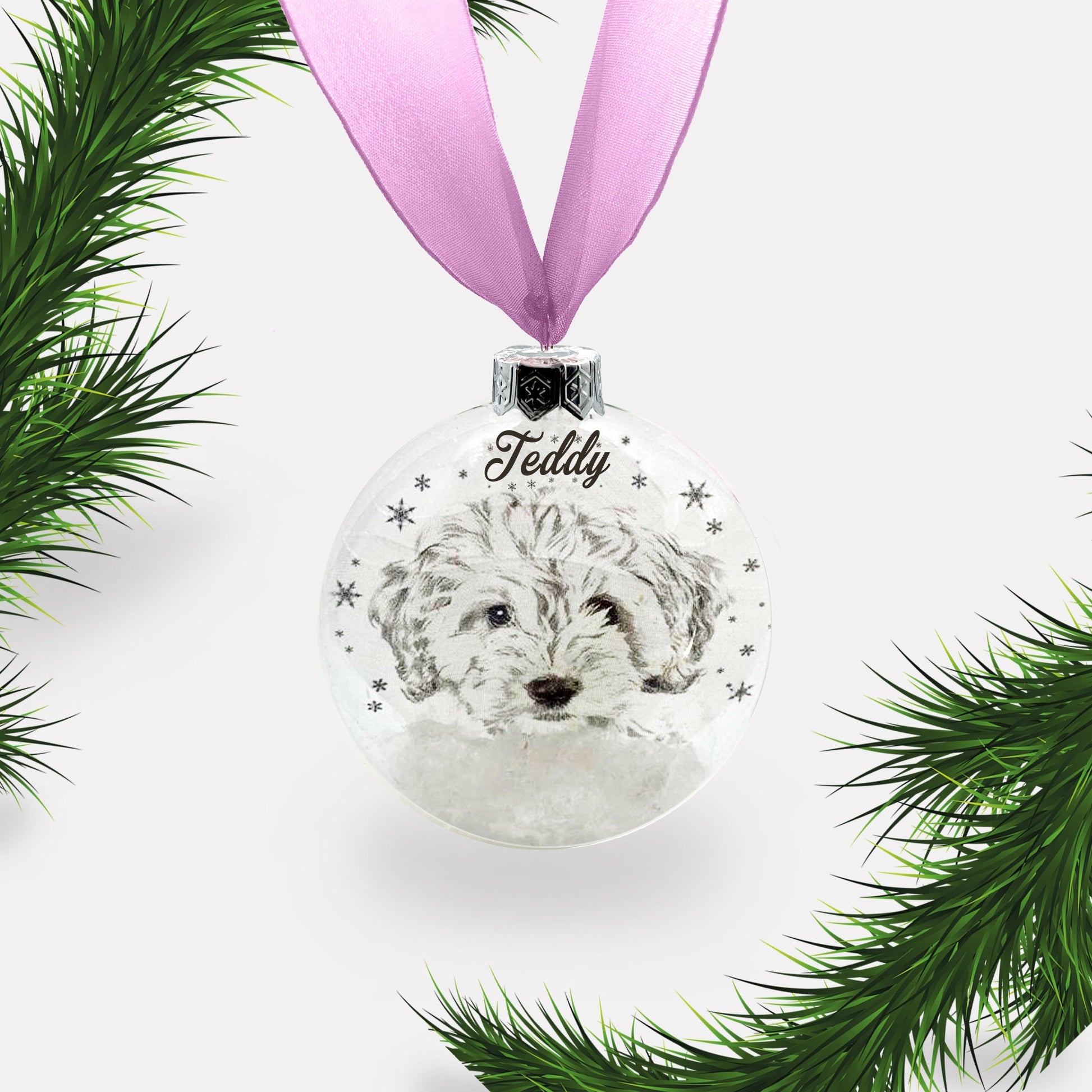 Cockapoo Dog Personalised Ornament | Custom Glass Christmas Bauble